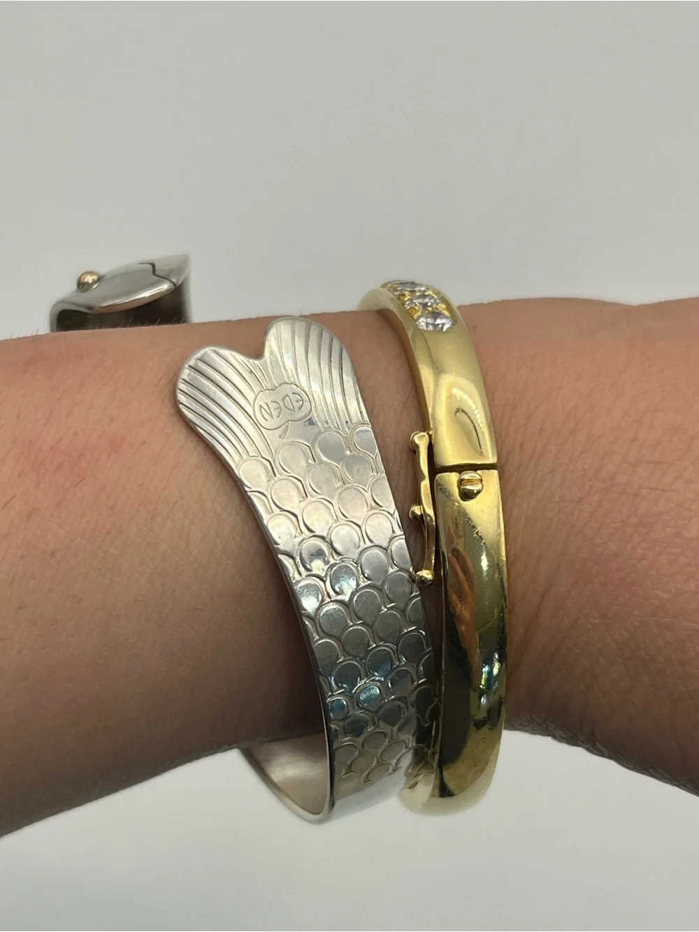 Eden Hand Arts herring cuff bracelet 14k & sterling silver Large Cape Cod - Picture 12 of 16